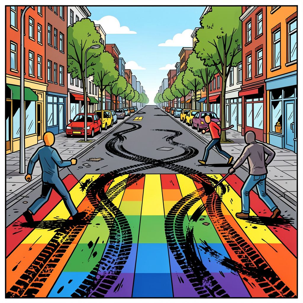 Vandalen vernielen massaal regenboogzebrapaden in zeker negenentwintig Nederlandse gemeenten.