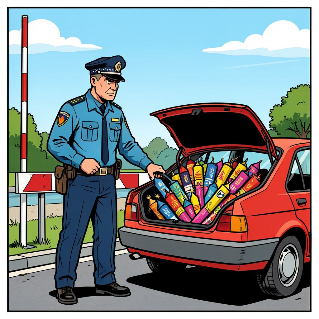 De politie loert aan de grens op uw buitenlandse vuurwerkpijlen.