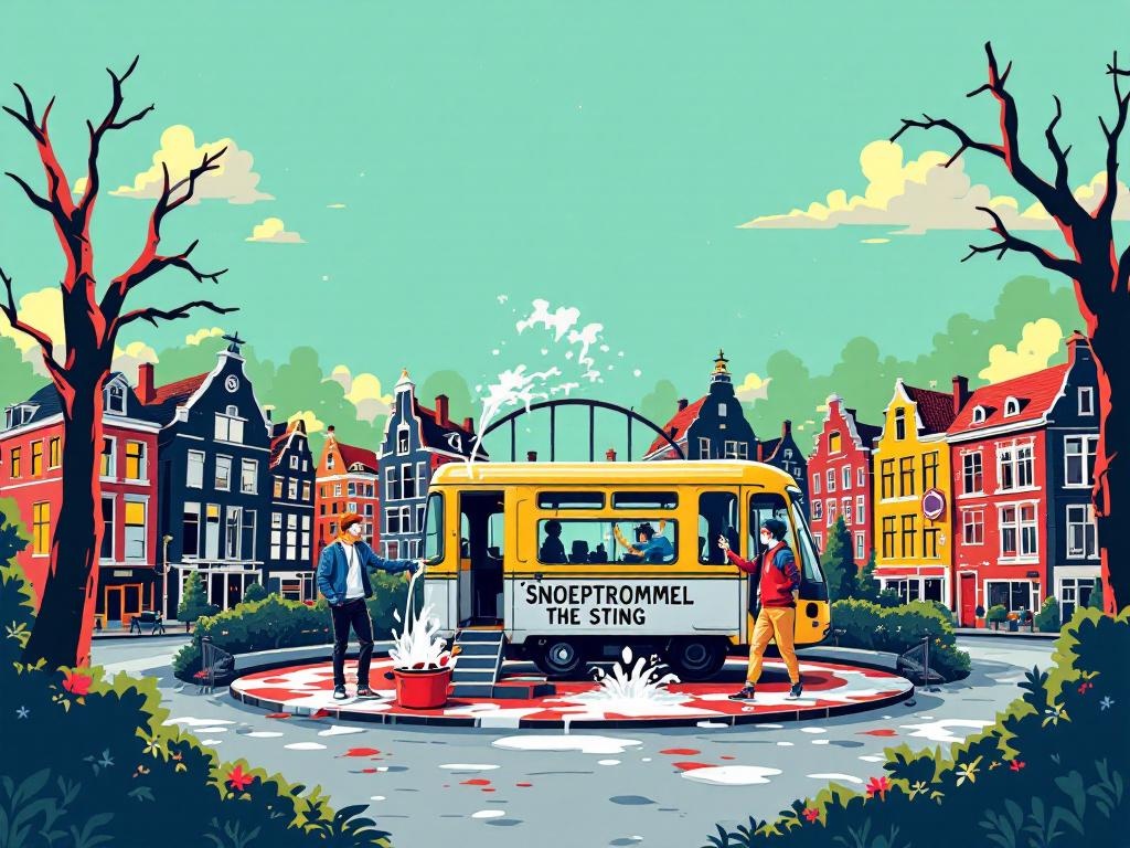 Klimaatactivisten gieten nepolie over miniatuur in Madurodam tijdens protest tegen fast fashion