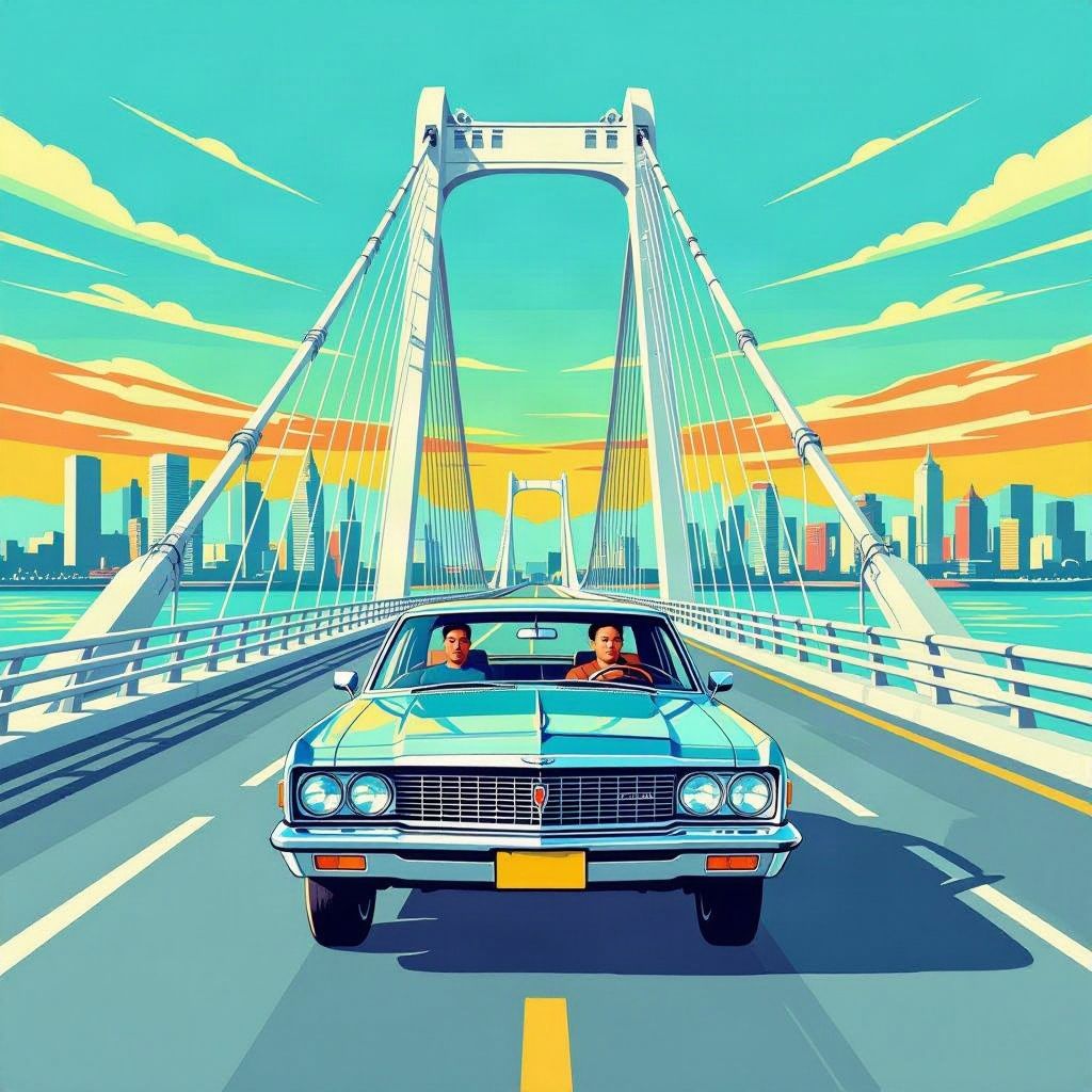 Kim Jong-un rijdt over een twaalf jaar vergeten brug rechtstreeks China binnen.