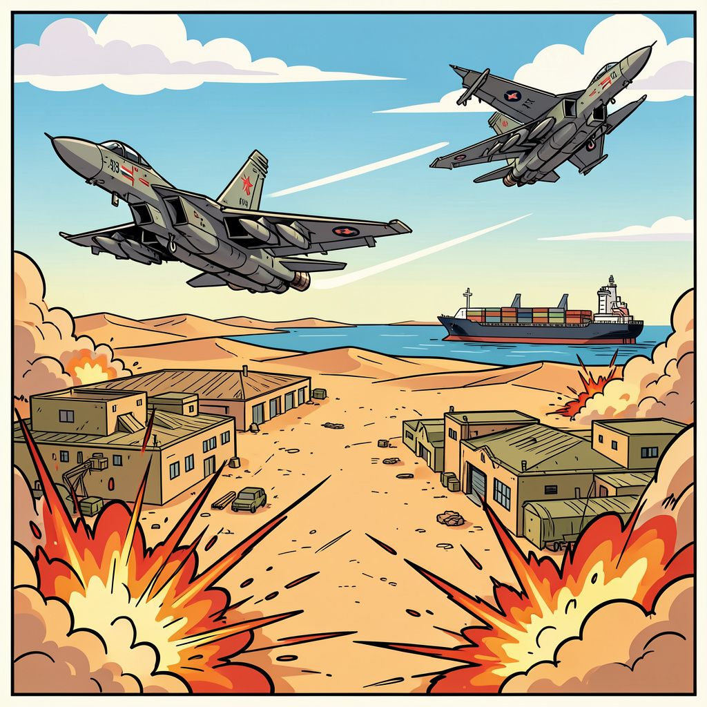 Amerikaanse straaljagers bombarderen Iran na een aanval op een vrachtschip.