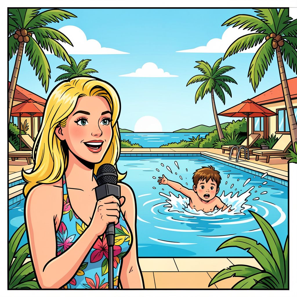 Kind worstelt in zwembad tijdens live-uitzending van De Oranjezomer op Curaçao