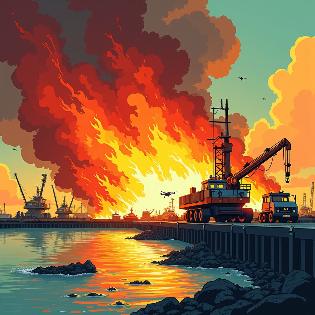 Blusrobots en drones bestrijden gevaarlijke brand bij afvalverwerker in Maastricht