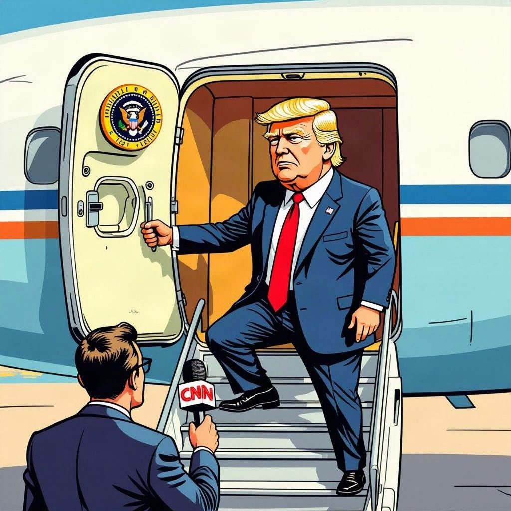 President Trump houdt de deur van zijn presidentiële vliegtuig resoluut gesloten voor nieuwszender CNN.