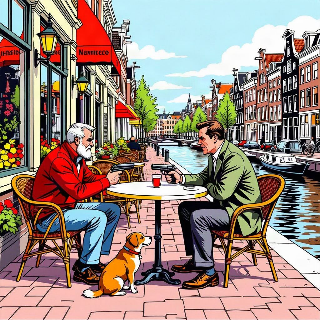 Een ruzie over een hond eindigt in een dodelijk schietdrama op een Amsterdams terras.