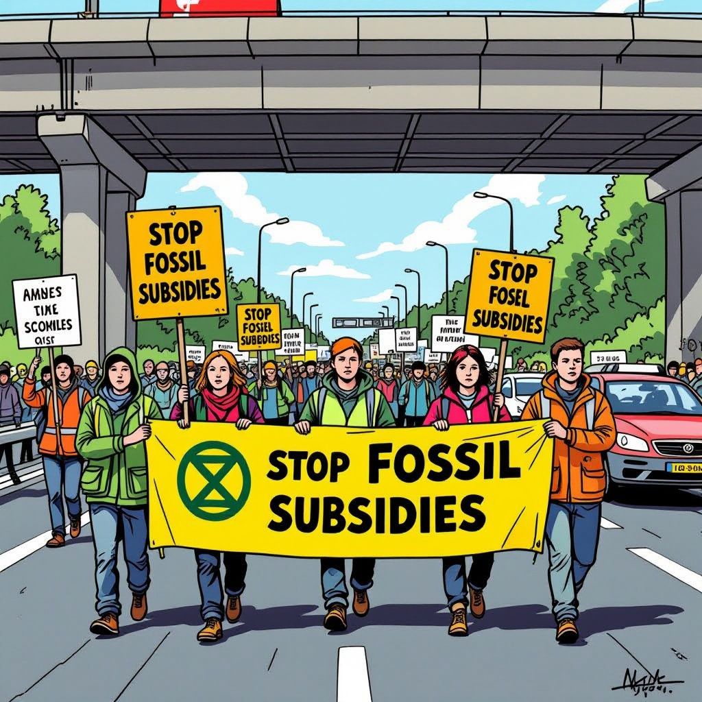 Extinction Rebellion blokkeert A12 bij Utrecht en eist stopzetting van 46 miljard euro fossiele subsidies