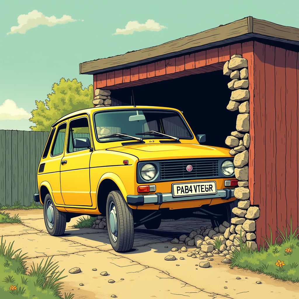 Fiat Panda rijdt volledig door schuurmuur heen in Zwolle en verdwijnt compleet in de berging