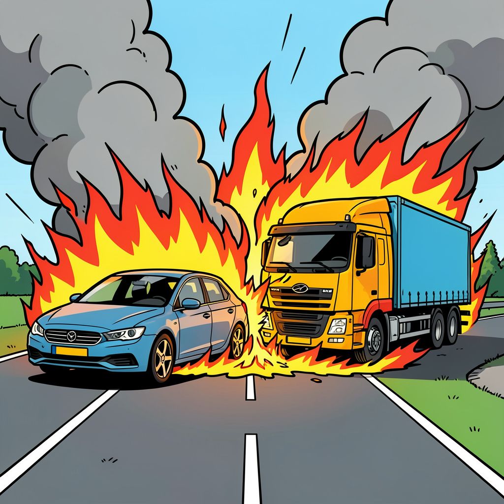 Twee voertuigen vatten vanochtend vlam na een frontale botsing op de N260 bij Gilze.