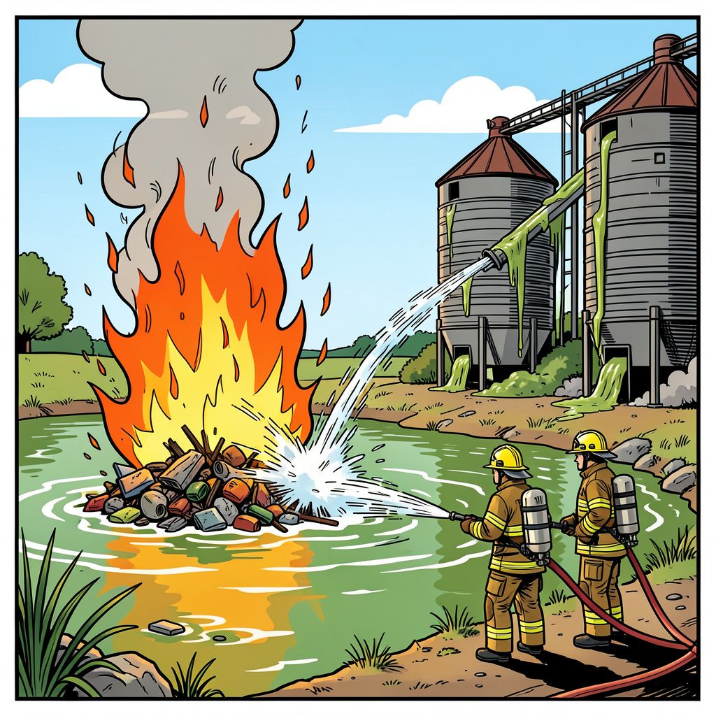 De brandweer blust een brand in Dinxperlo per ongeluk met zwaar vervuild PFAS-water.