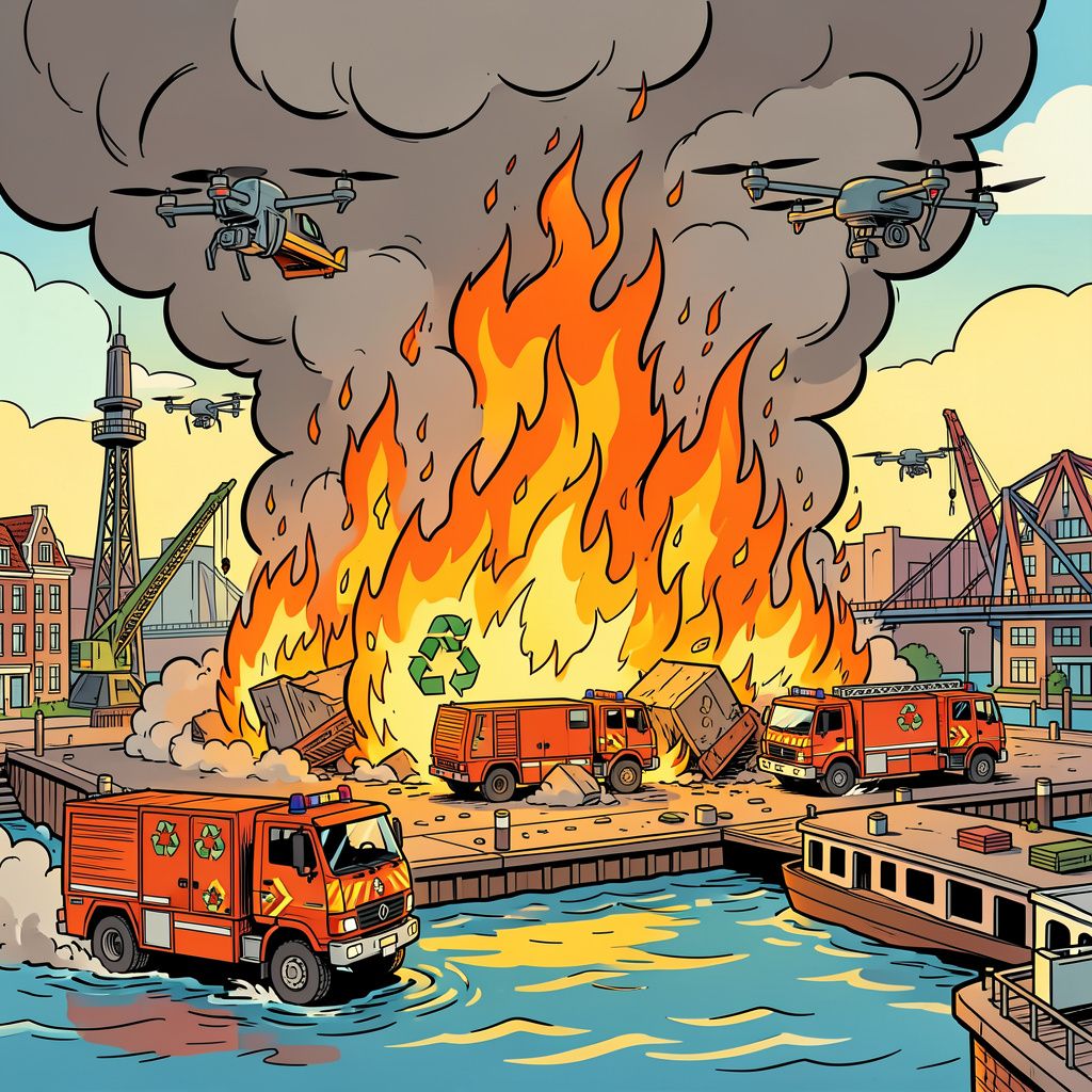 Massieve explosies schudden Amsterdam wakker tijdens nachtelijke inferno bij recyclingbedrijf