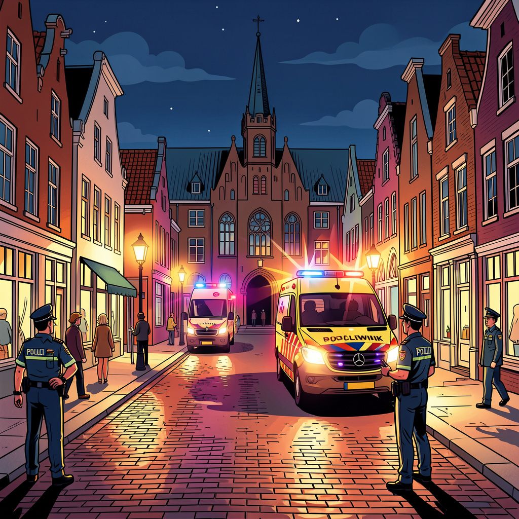hulpdiensten rukken massaal uit na vechtpartij in centrum harderwijk.