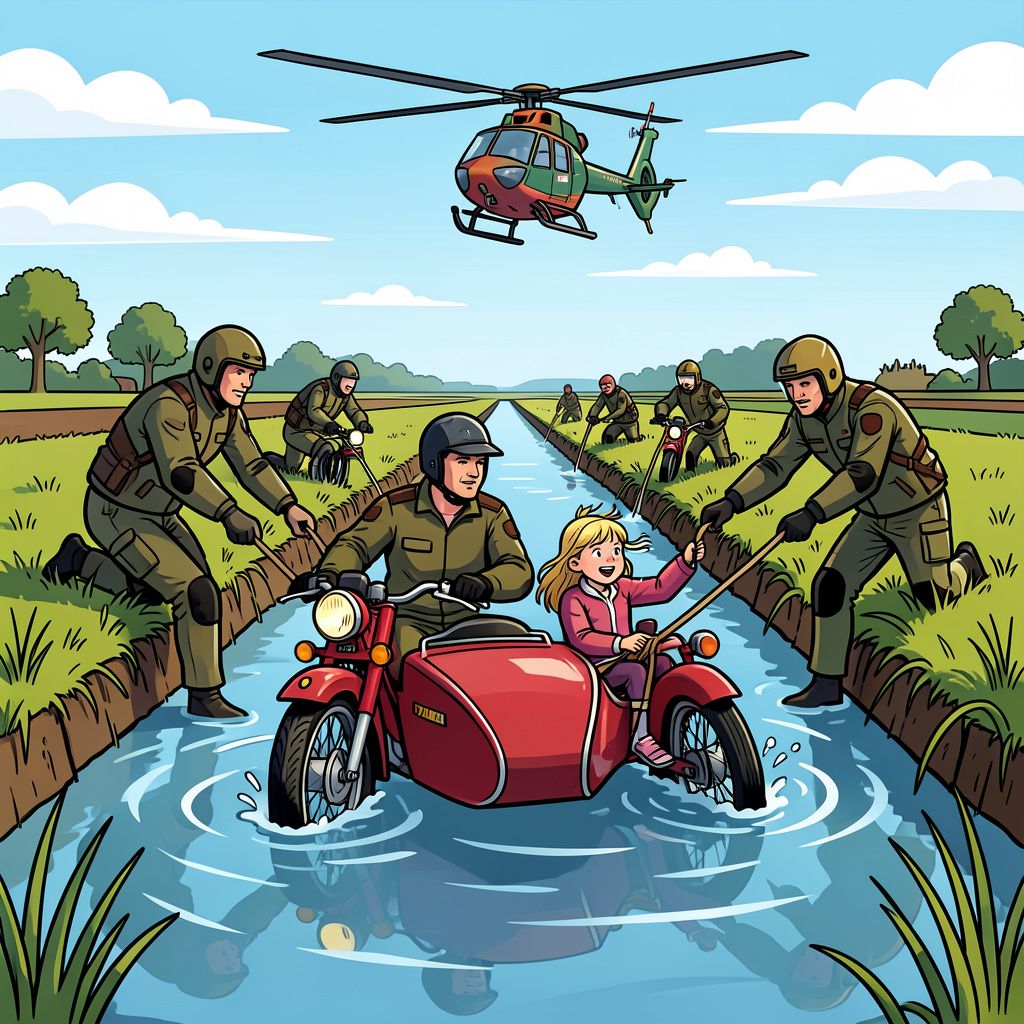 Een gezellig motorritje in Tholen eindigt zaterdagmiddag abrupt in een diepe sloot.