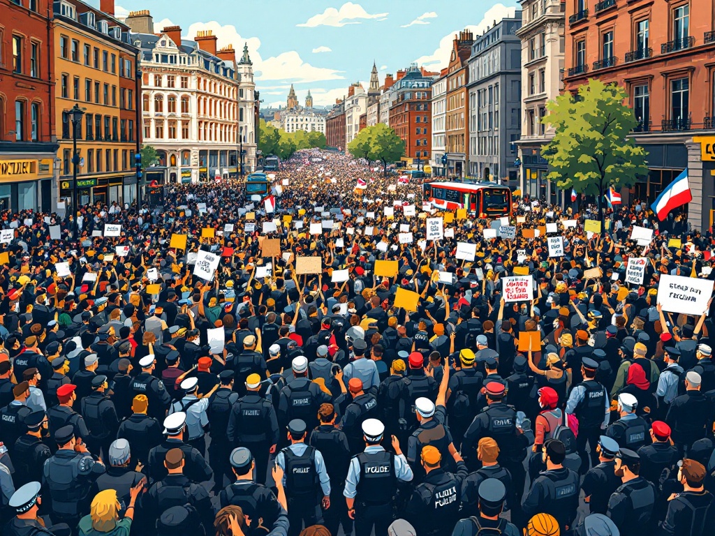 Meer dan 100.000 betogers bezetten Londense straten in controversiële anti-immigratiedemonstratie