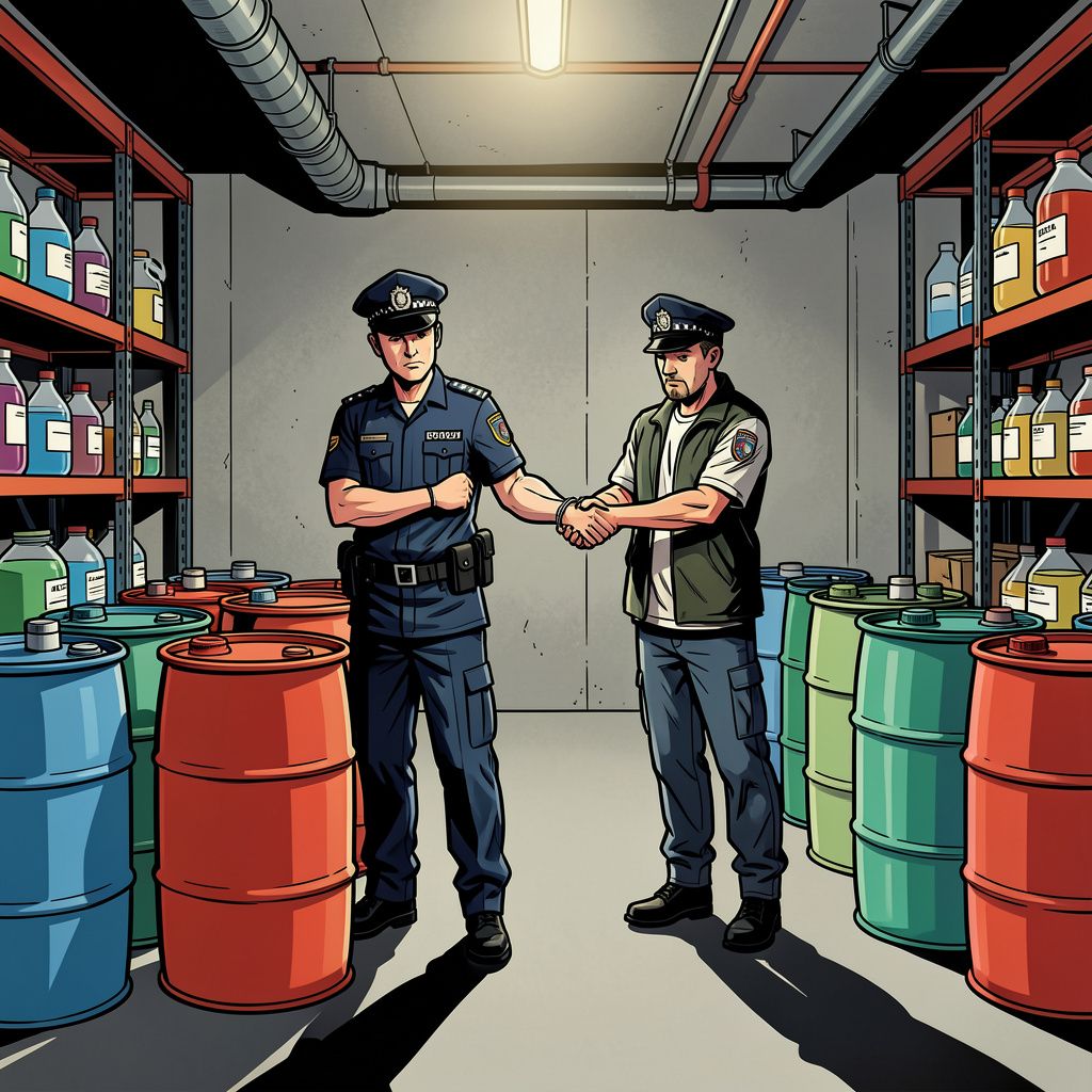 De politie ontdekt vaten vol grondstoffen voor synthetische drugs in een Rotterdamse kelderbox.