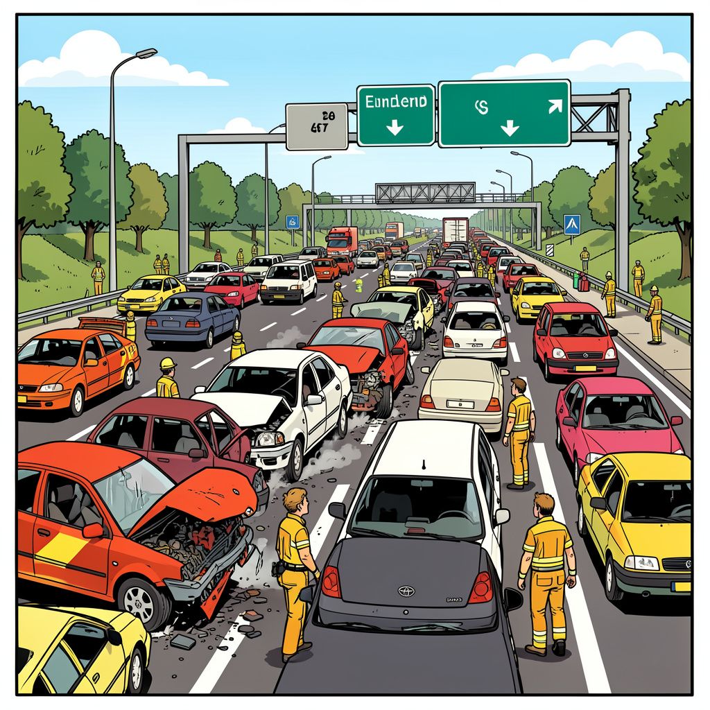 Brokstukken versperren drie rijstroken van A67 na ongeluk bij knooppunt De Hogt