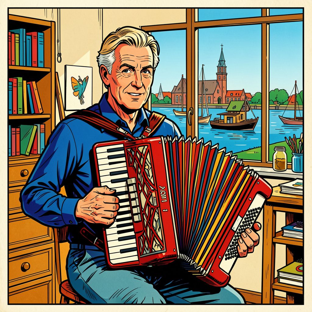 Accordeonist Rien de Bruin schilderde tot een week voor zijn dood nog elke dag