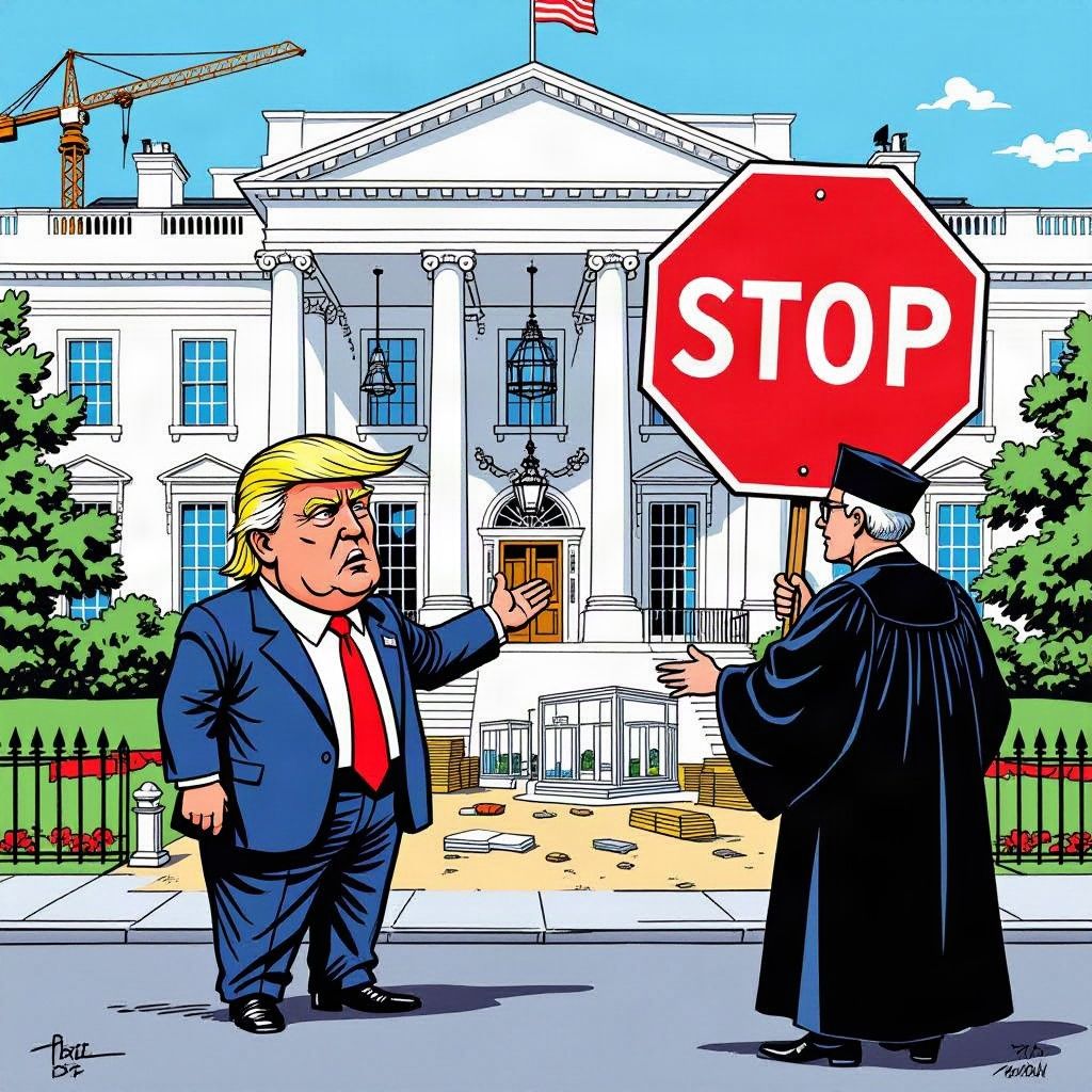 Donald Trump mag zijn peperdure balzaal bij het Witte Huis voorlopig niet verder bouwen.