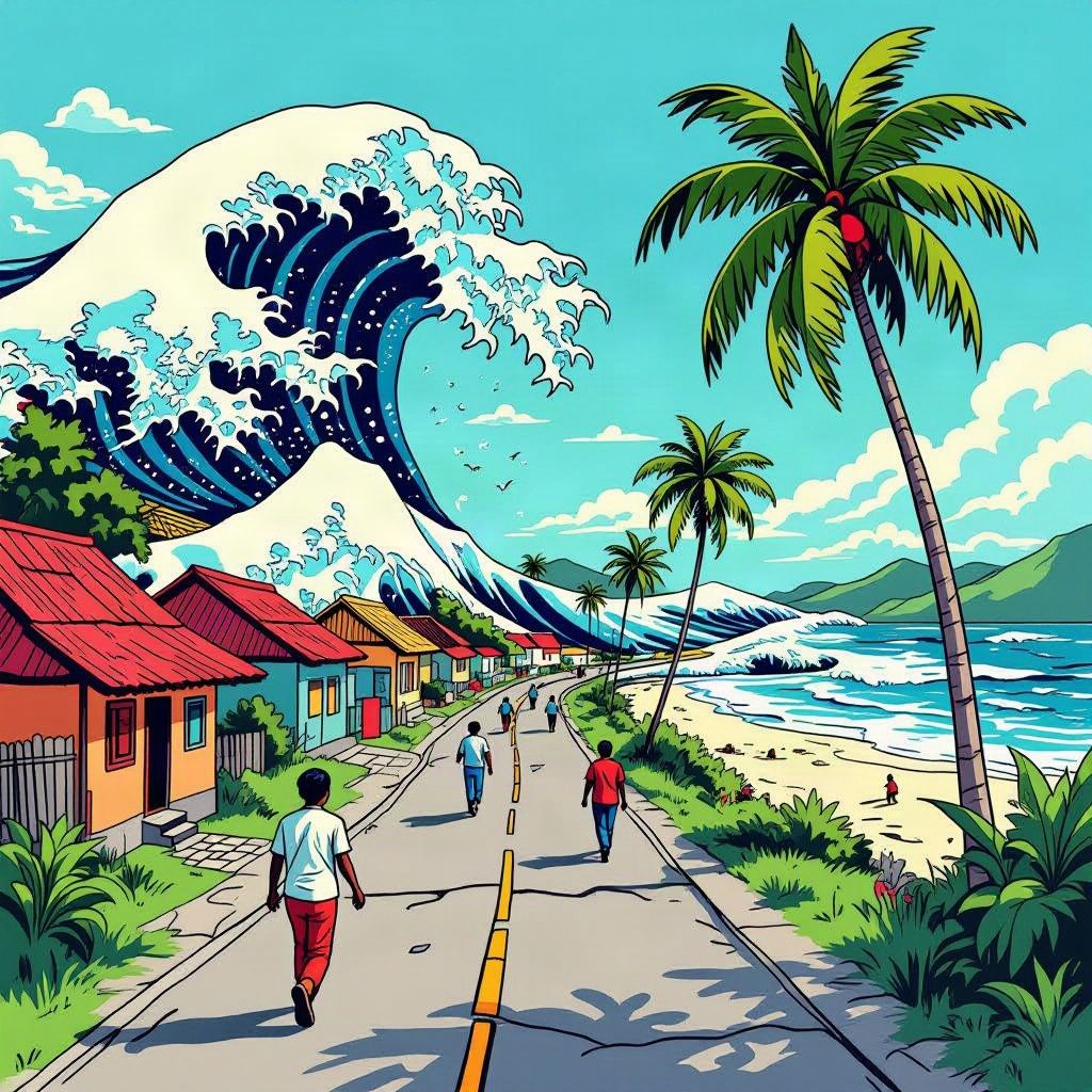 Een zware aardbeving van 7,7 treft Indonesië en activeert direct een tsunamialarm.