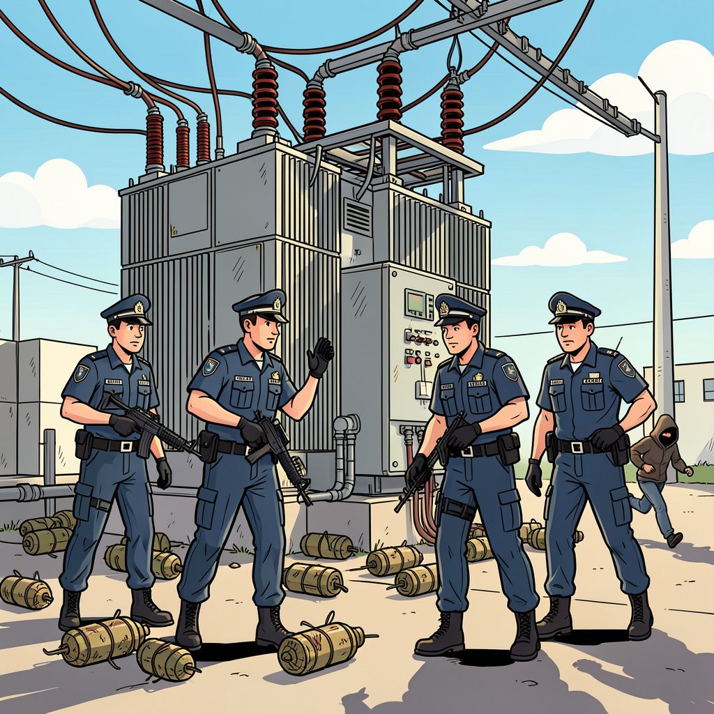 Duitse agenten ontdekken twaalf bommen bij elektriciteitsstations na sabotagepoging.