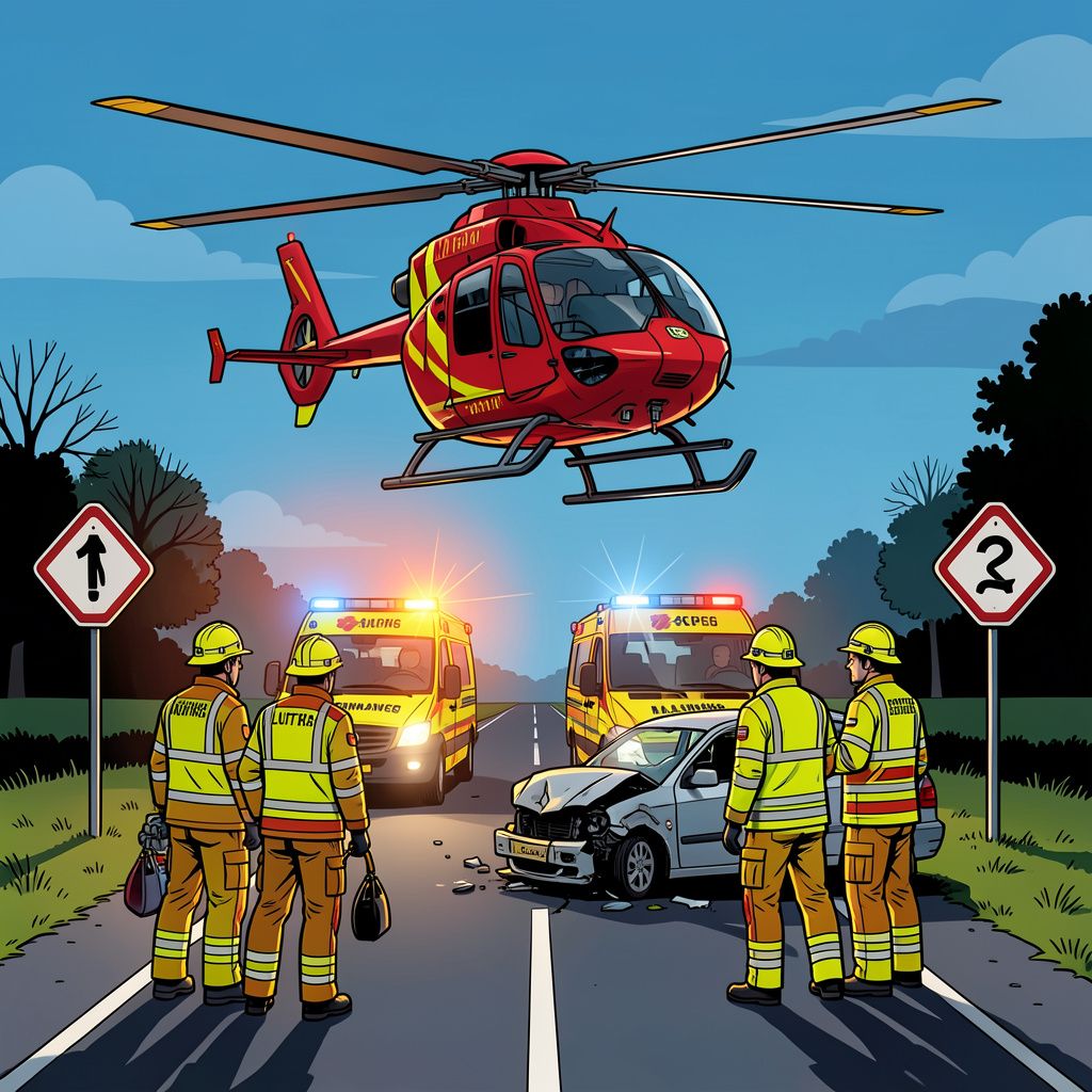 Een traumahelikopter landt vanochtend vroeg in Lopik na een ernstig ongeluk op de N210.