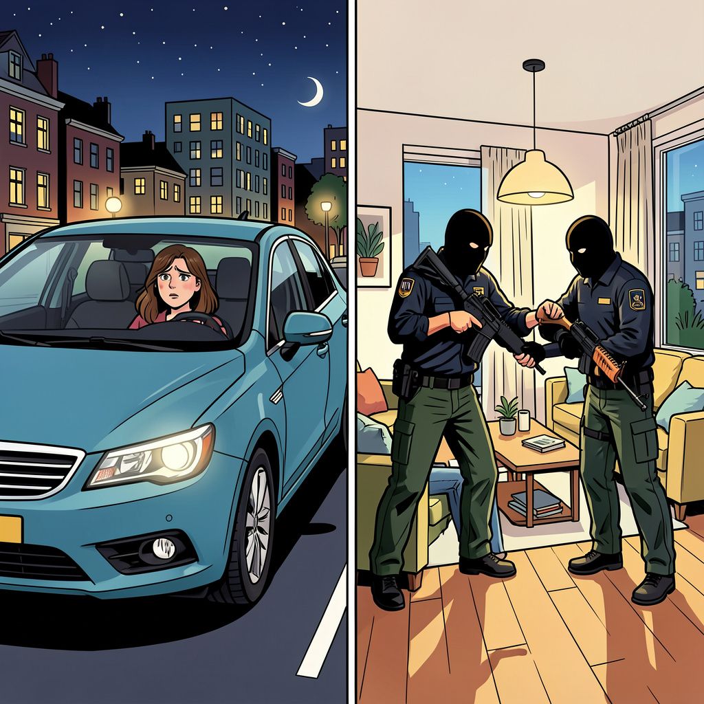 Criminelen sluiten een Rotterdamse vrouw op in een auto en overvallen tegelijkertijd haar huis.