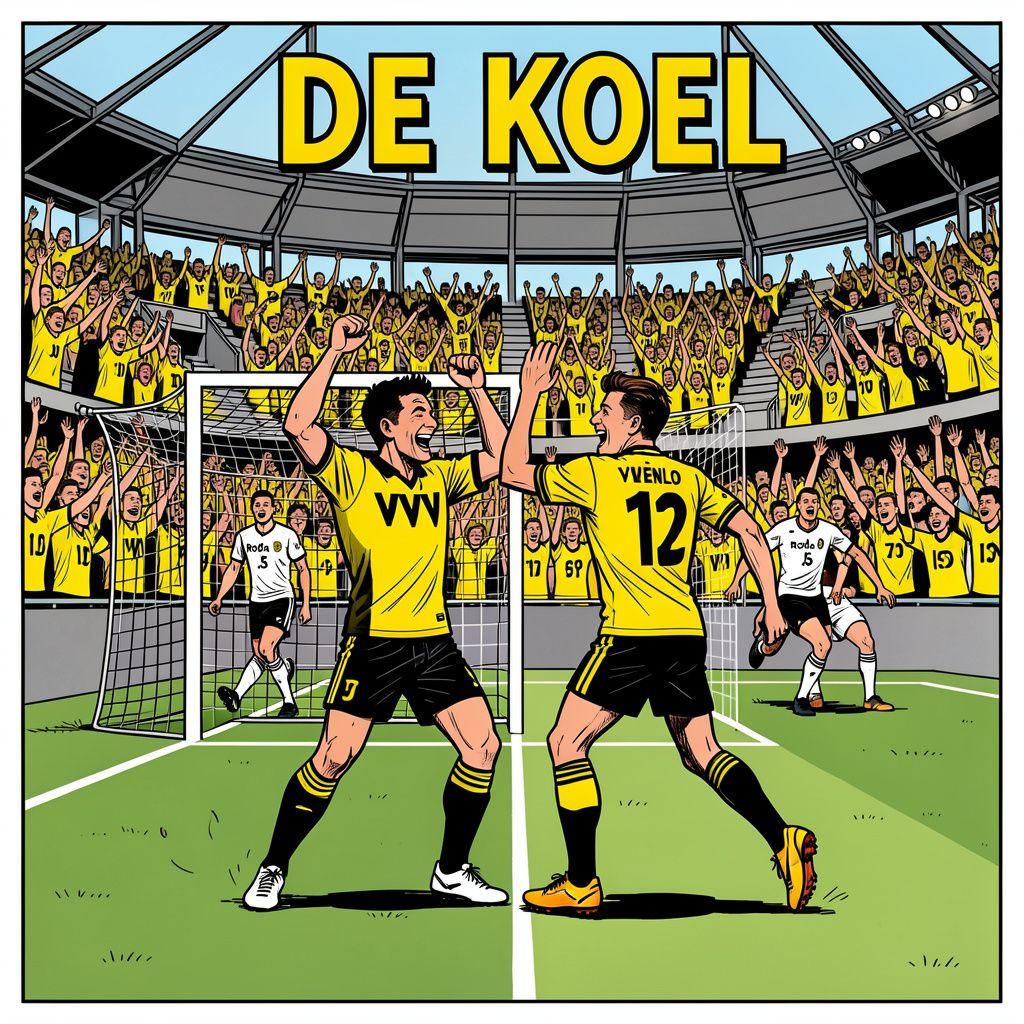 VVV-Venlo verslaat rivaal Roda JC in een kolkende Koel en grijpt de derde plek.