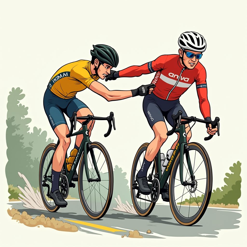 Nieuw-Zeelandse wielrenner slaat concurrent midden in de koers op zijn helm