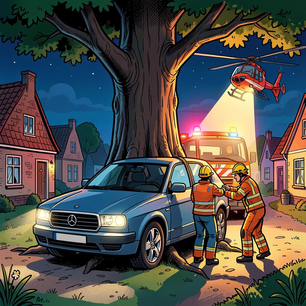 Een auto vouwt zich vannacht volledig om een boom in Klein-Zundert.