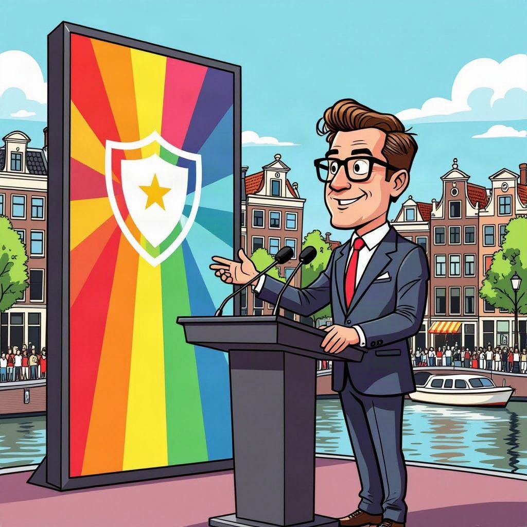 Premier Rob Jetten trekt miljoenen uit voor lhbtiq+-veiligheid tijdens de opening van WorldPride in Amsterdam.