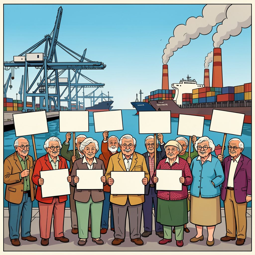 Grootouders eisen vandaag een schone Rotterdamse haven tijdens de Wereldhavendagen.