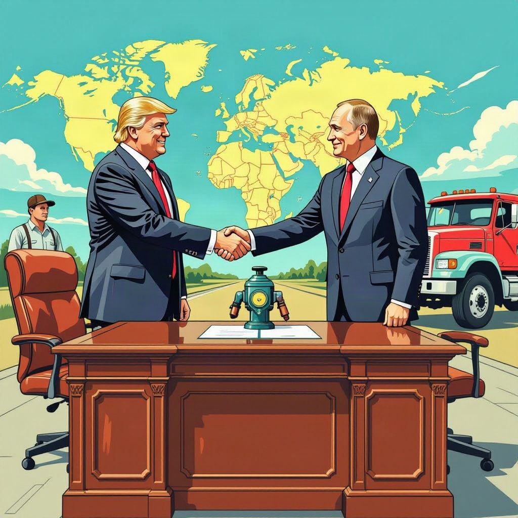 President Trump sluit een omstreden dieseldeal met Rusland om de Amerikaanse kiezer te redden.