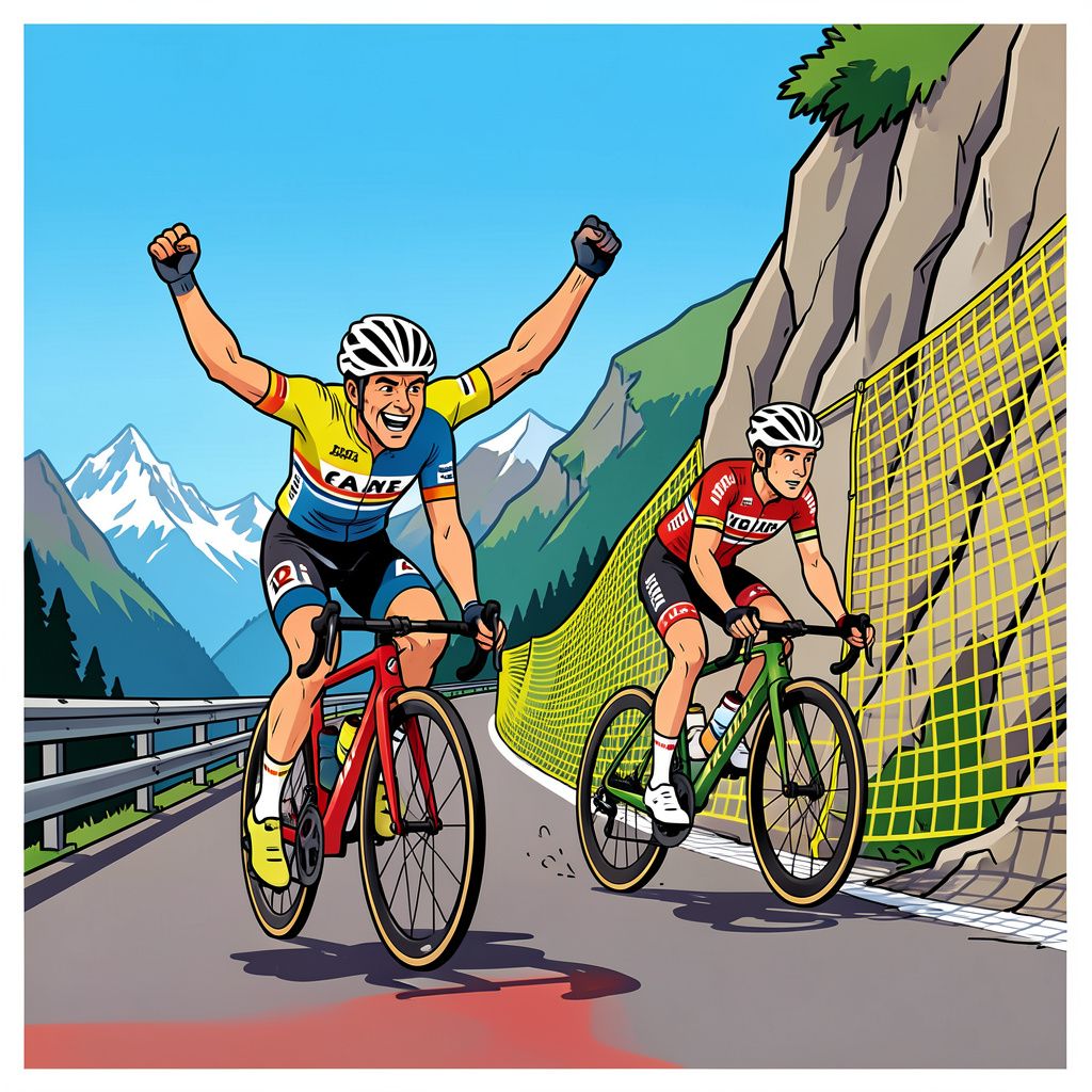 Richard Carapaz pakt de zege op Alpe d'Huez terwijl Sepp Kuss aan een ramp ontsnapt