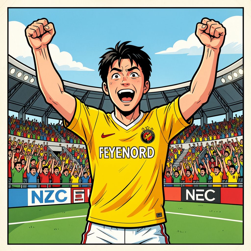 Ayase Ueda brengt Feyenoord op koers voor Champions League voetbal met cruciale treffer tegen NEC