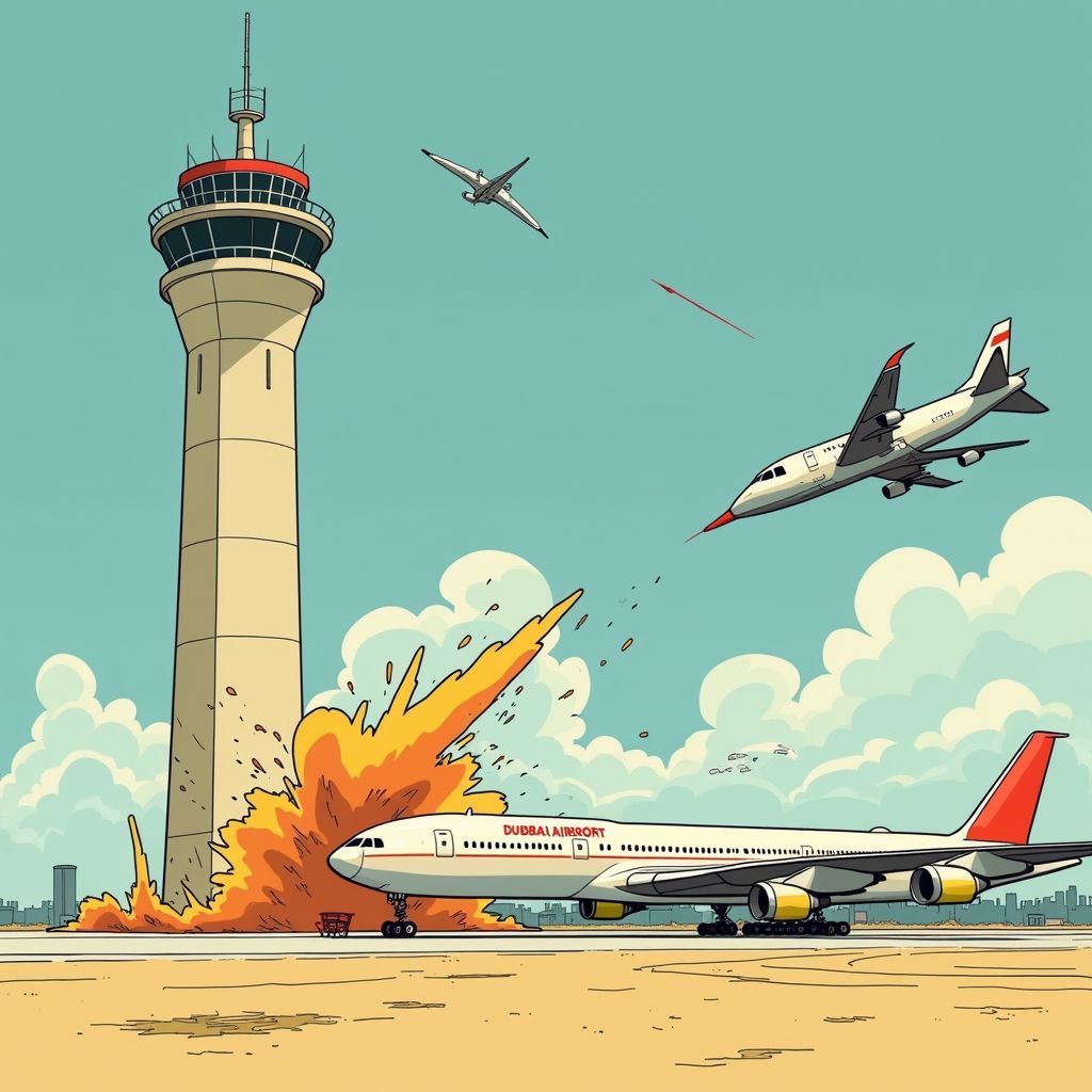 Dubai's drukste vliegveld getroffen door Iraanse aanval terwijl vier gewonden vallen