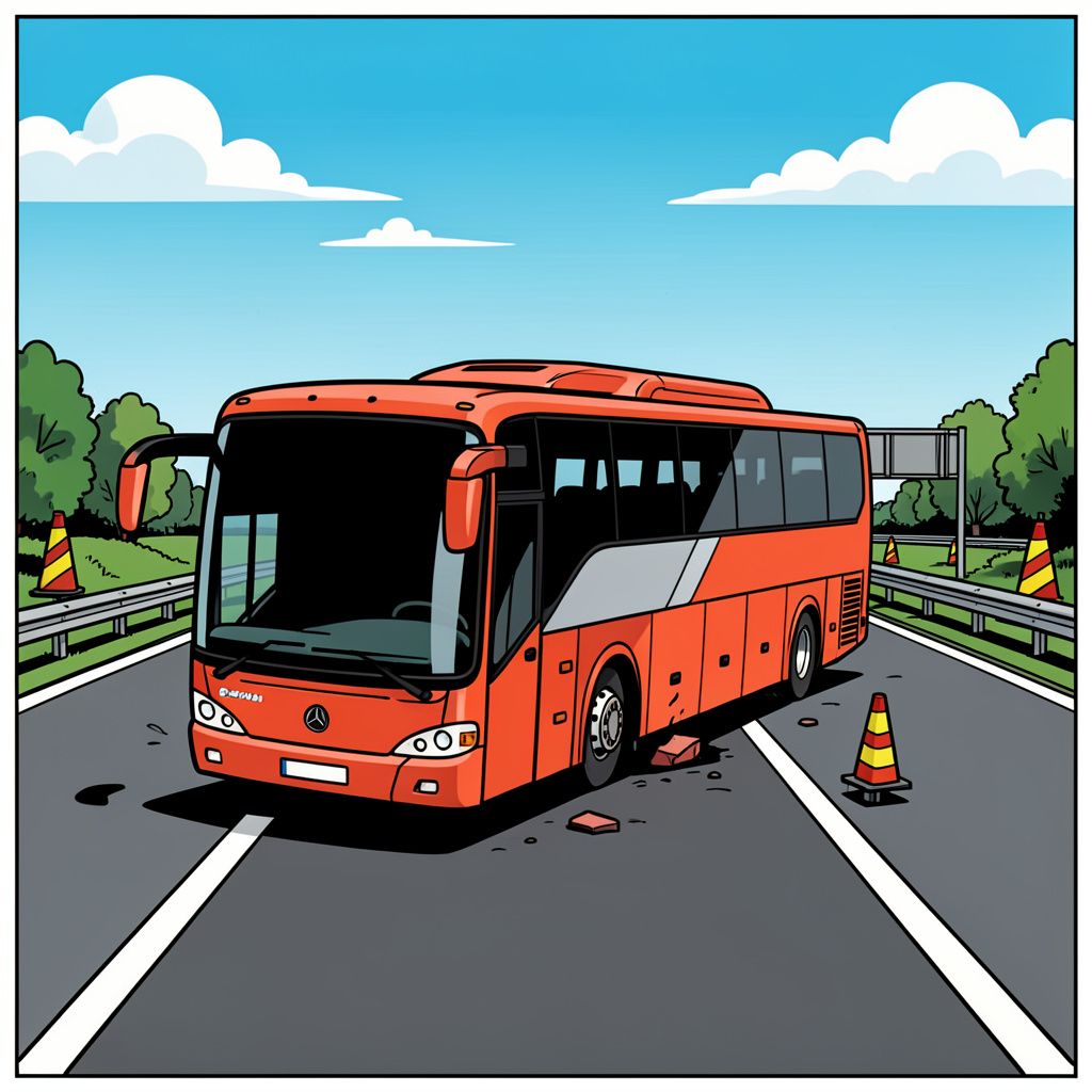 Een bus vol toeristen op weg naar het Oktoberfest kantelt op de Duitse snelweg.