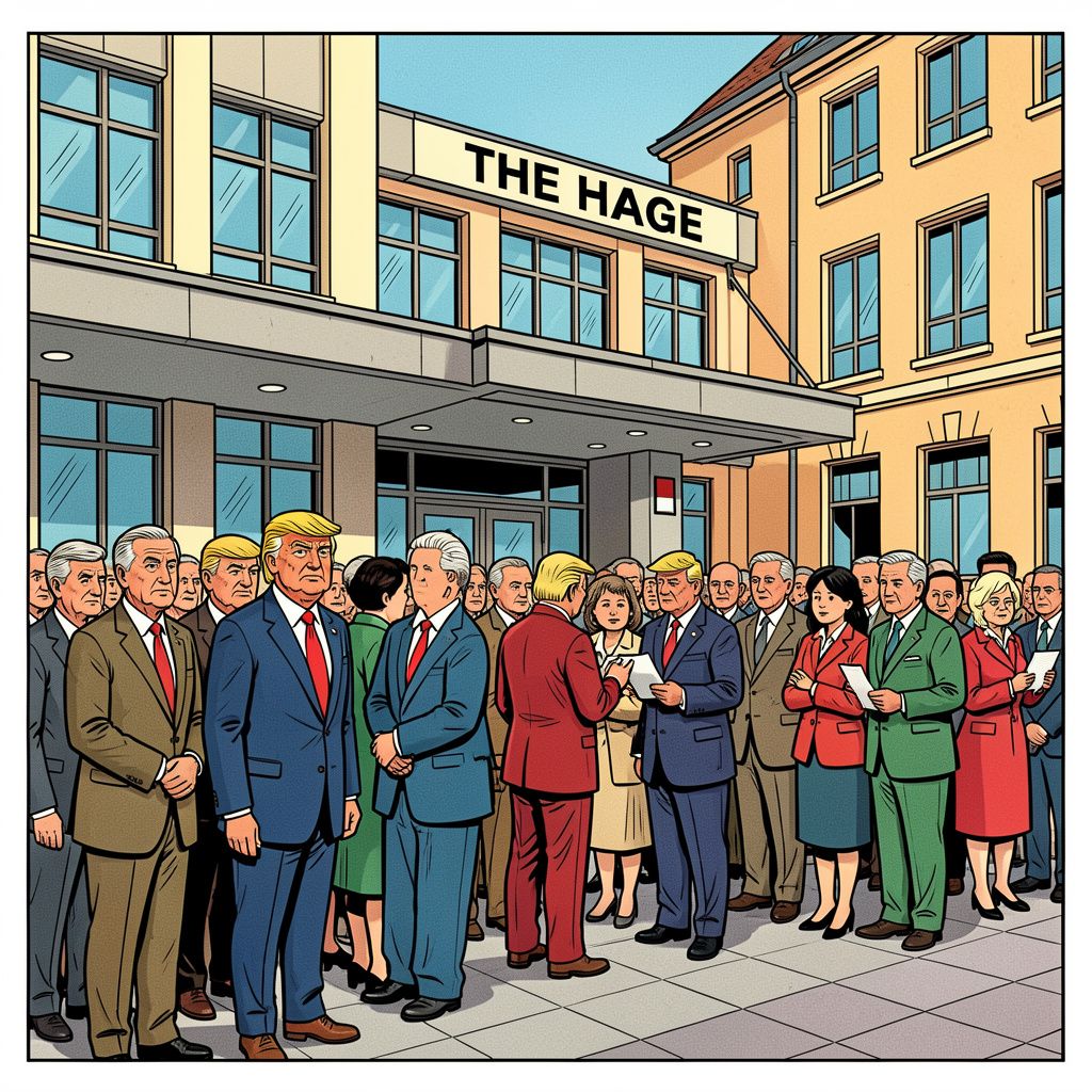 Hongaren staan vandaag uren in de rij voor een hotel in Den Haag om hun democratie te redden