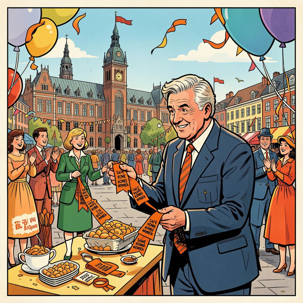 Burgemeester Schouten deelt oranje armbandjes uit met dramatische boodschap voor Koningsdag