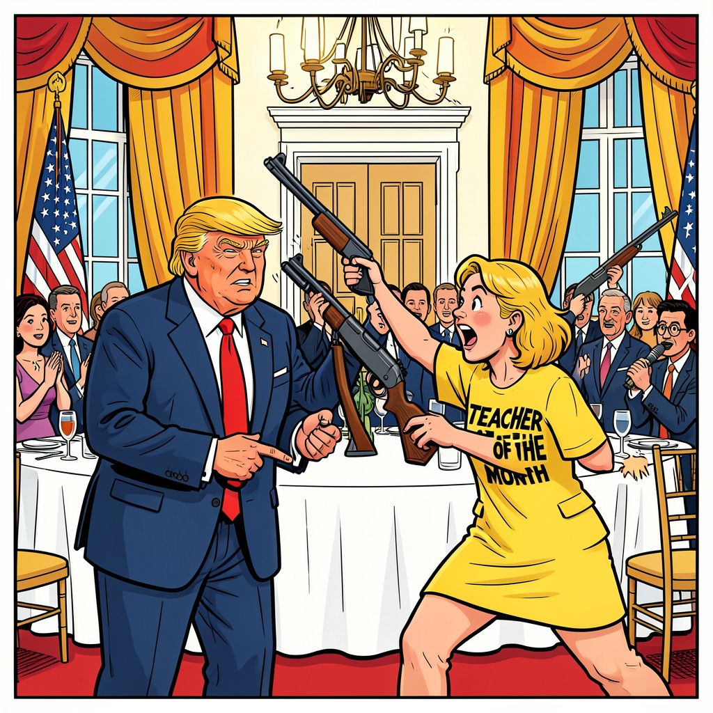 Een 'docent van de maand' opent het vuur tijdens prestigieus Witte Huis diner waar Trump aanwezig was