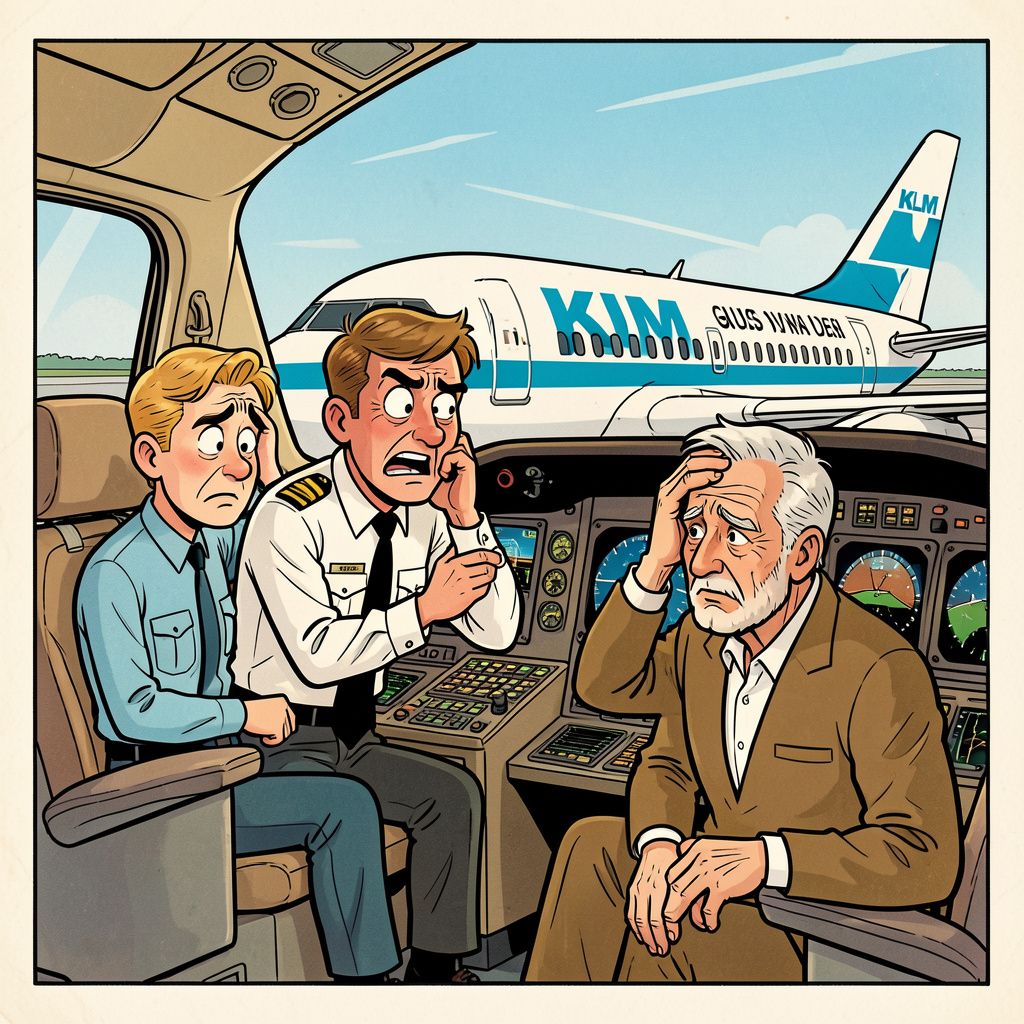 KLM-medewerker Guus stormt cockpit binnen en stopt vliegtuig voor rouwende vader