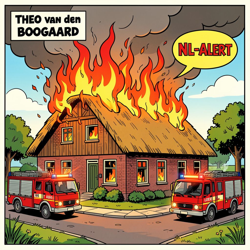 Rieten dak woonboerderij in Uden staat in lichterlaaie, NL-Alert afgegeven