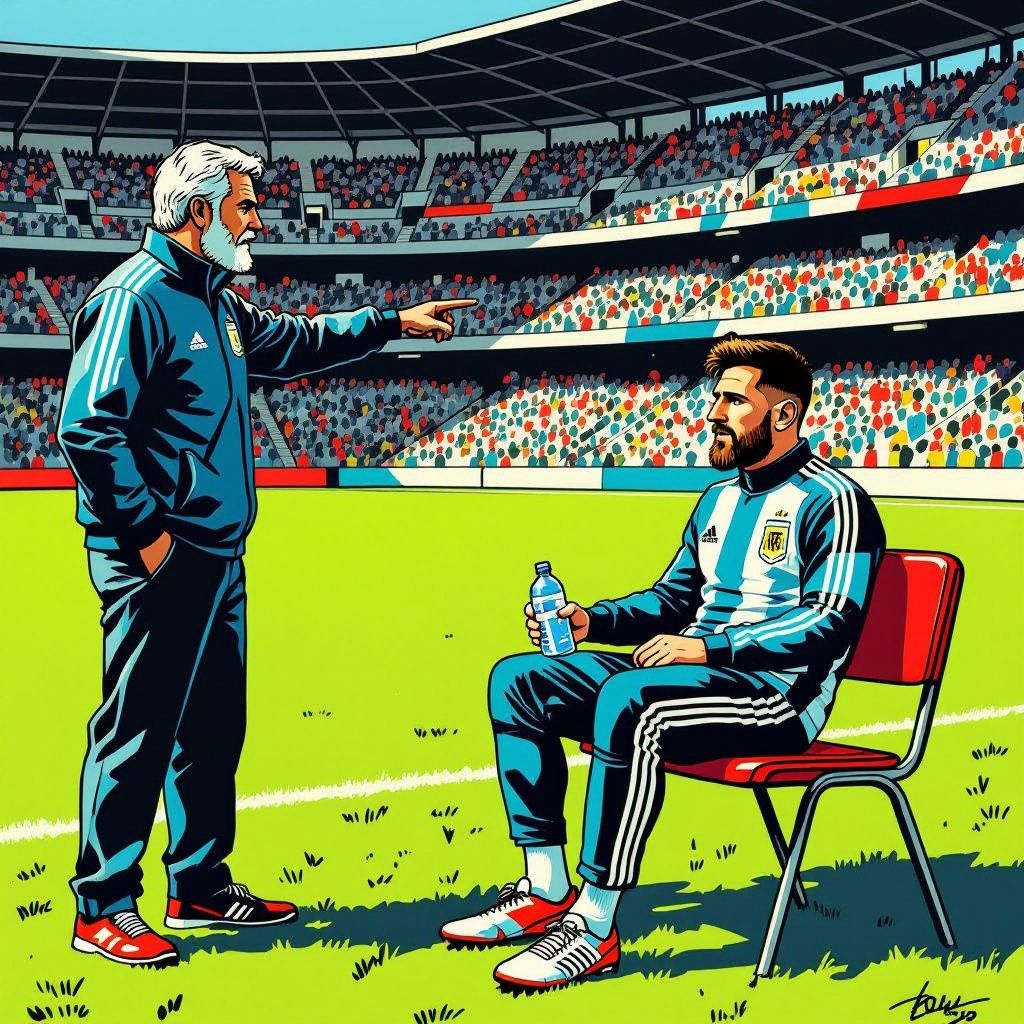 Bondscoach Scaloni zet topscorer Lionel Messi op de bank om hem fit te houden voor de knock-outfase.