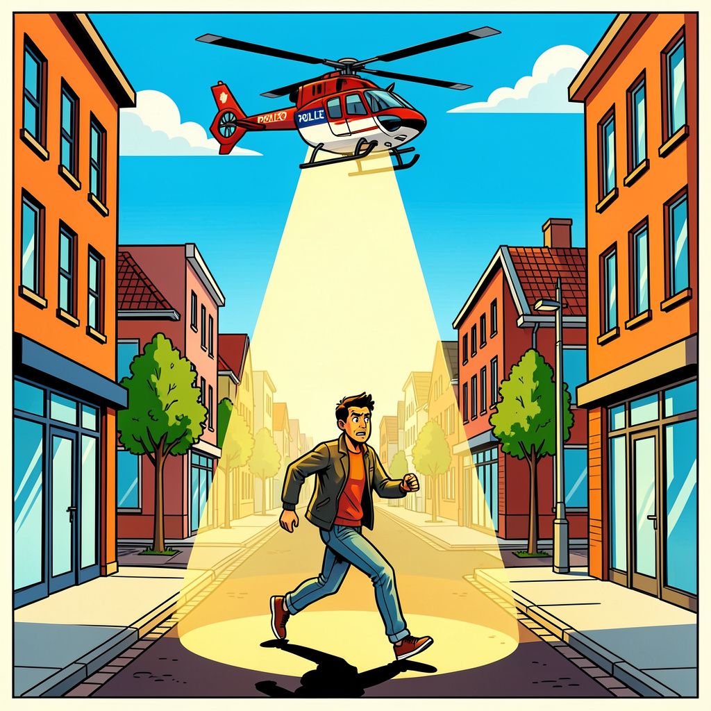 Een politiehelikopter cirkelt boven Hengelo tijdens een klopjacht op een mysterieuze man.