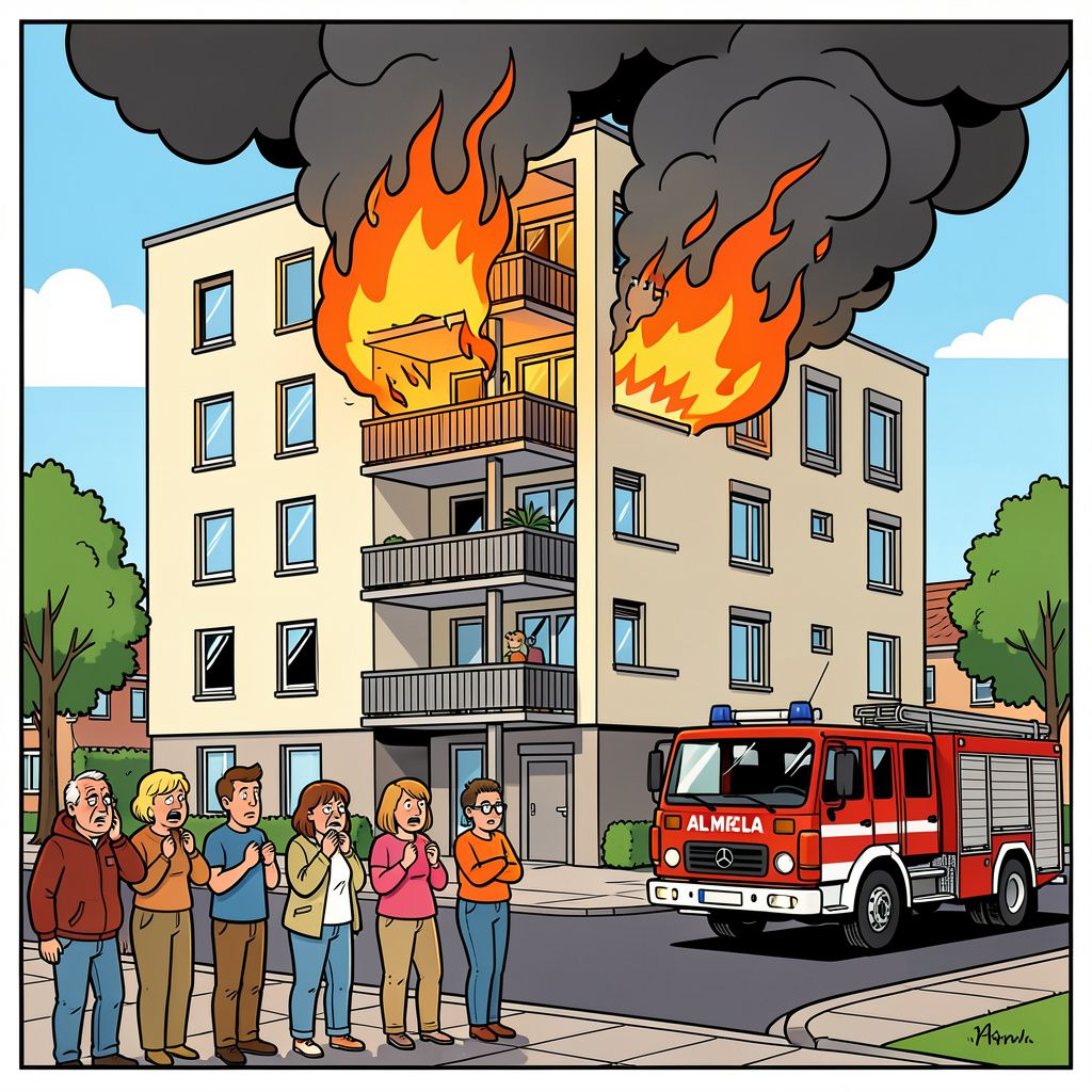 Een felle balkonbrand in Almelo zet twaalf gezinnen op straat.