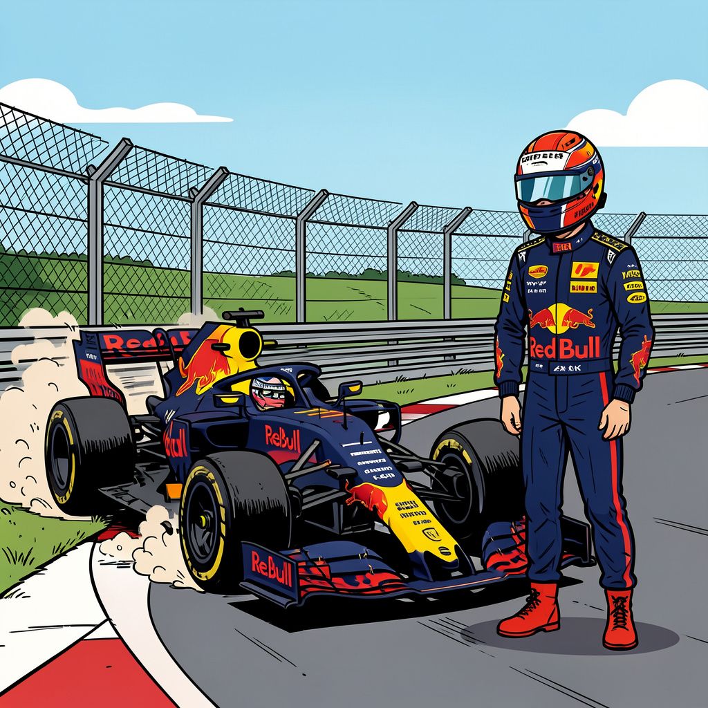 Een natte witte lijn maakt abrupt een einde aan de allerlaatste thuisrace van Max Verstappen.