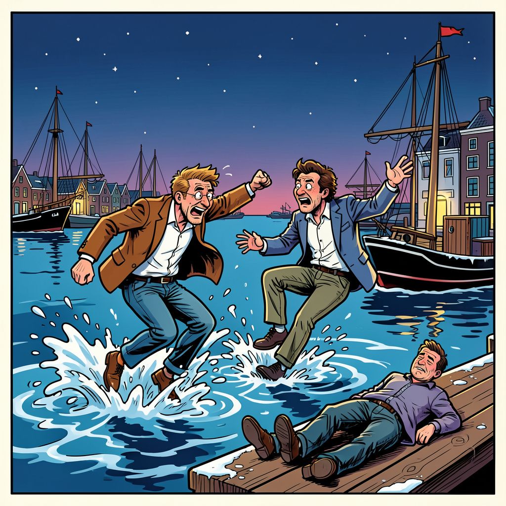 Dronken Franstalige mannen springen midden in de nacht in ijskoud havenwater van Vlissingen