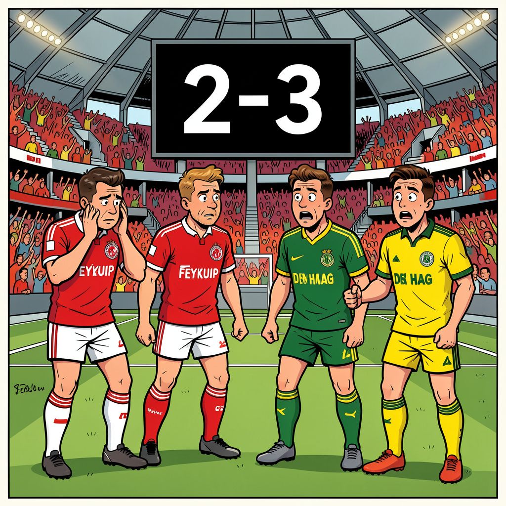 Feyenoord ontsnapt in eigen huis aan een blamage tegen het puntloze ADO Den Haag.