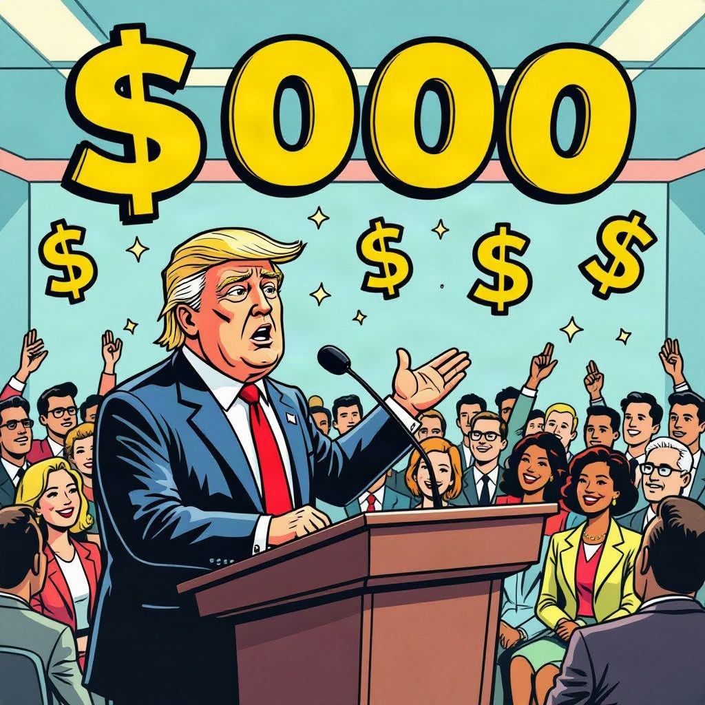 Donald Trump vreest een verkiezingsnederlaag en belooft elke Amerikaanse kiezer 5.000 dollar.