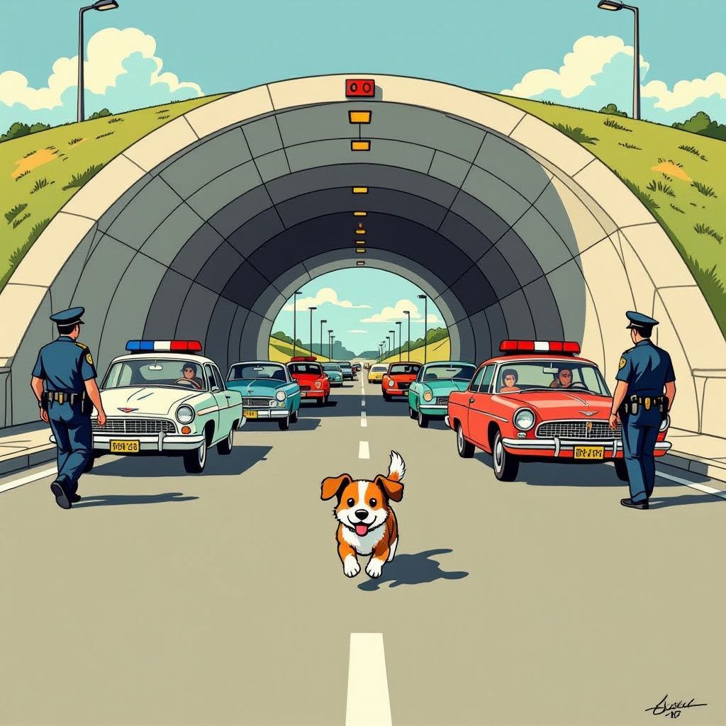 Een eigenwijze hond sluit de Drechttunnel op de A16 tijdelijk af.