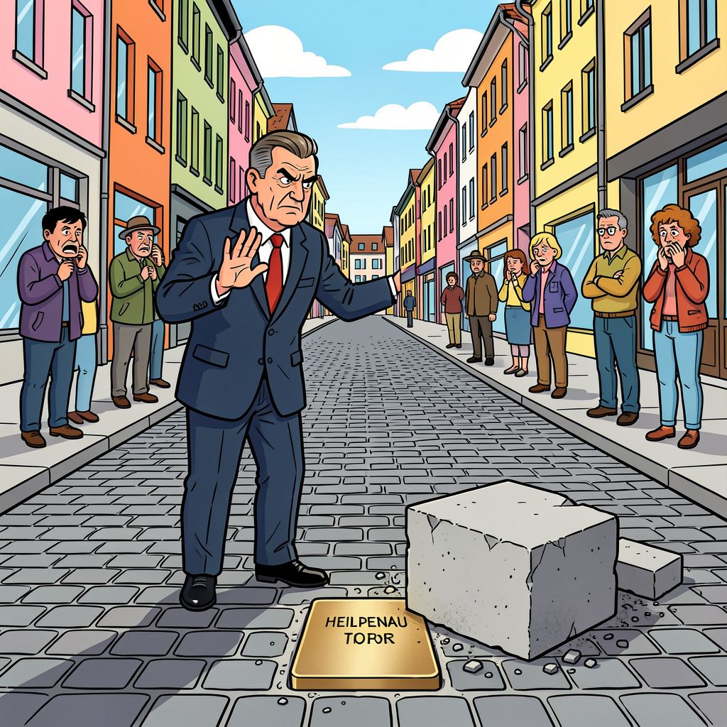 De Duitse stad Heidenau verbiedt nieuwe struikelstenen op straat.