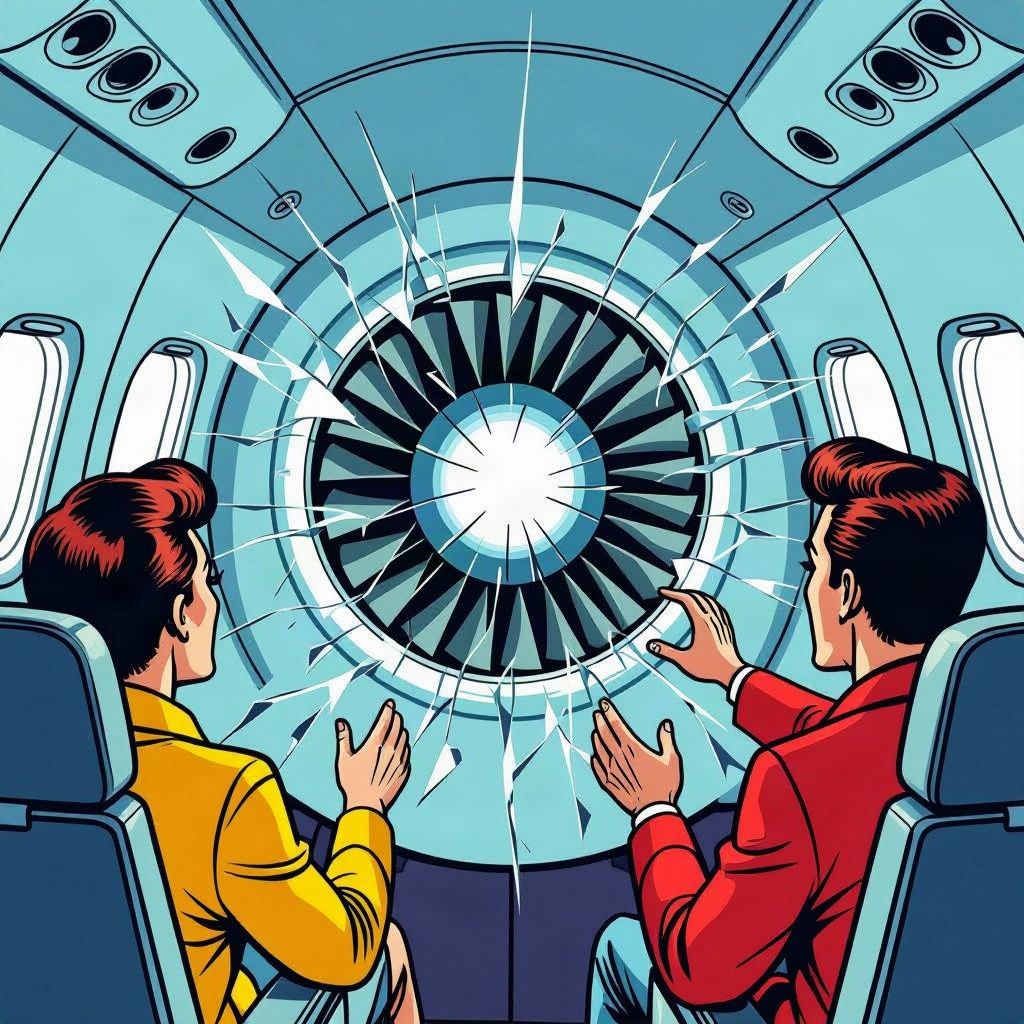 Een losgeslagen motorblad zuigt passagier bijna uit een Ryanair-vliegtuig.